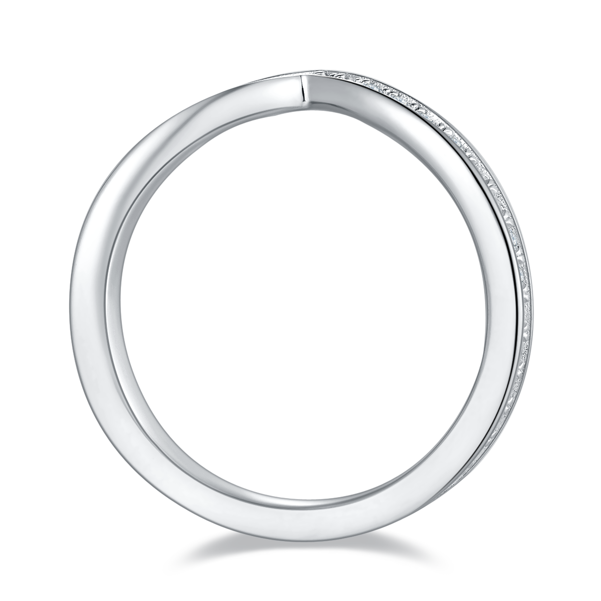 V-Row Ring Full Circle Guard S925 Silver Plated Platinum Moissanite 60 Centimeter D-Grade